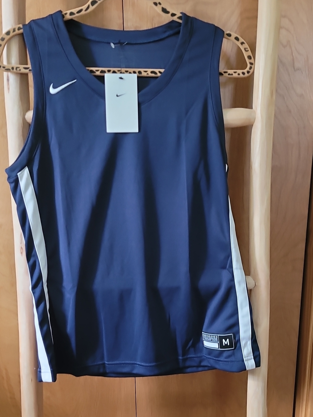 Nike Navy and White Performance Basketball Tank Top